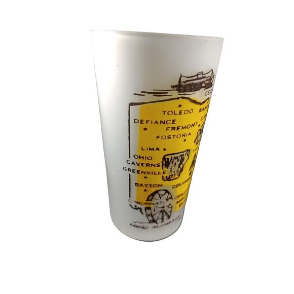 Vintage State Of Ohio Buckeye State Frosted Souvenir Hazel Atlas 1950 - Picture 7 of 10